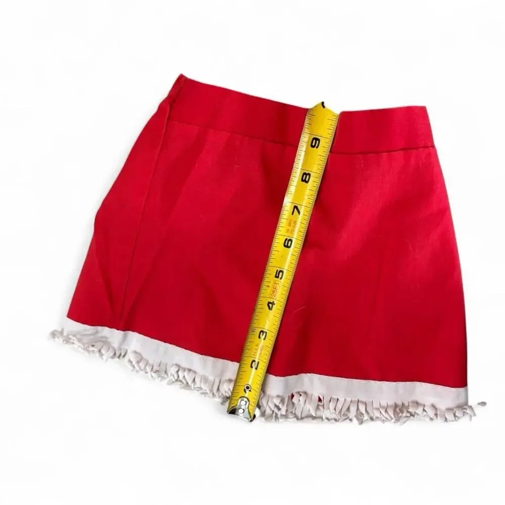 Vintage 1970s Sears Girls Red Vest & Fringe Mini Skirt Set Mod Western 3T